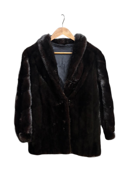 Vintage Diamond Fashion Dark Brown Mink Fur Coat