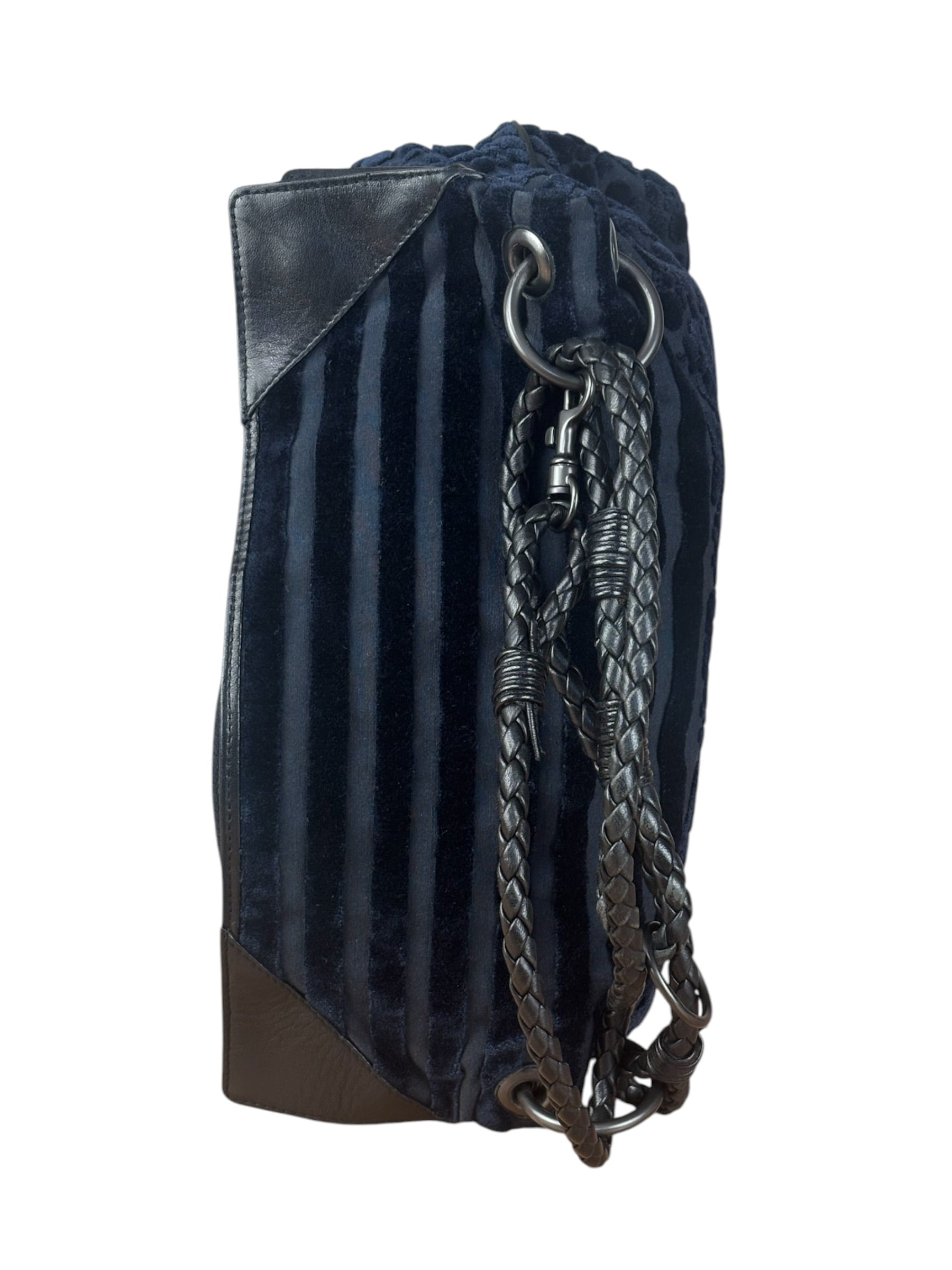 Bottega Veneta Vintage Blue Leopard Chenille Shoulder/Hand Bag