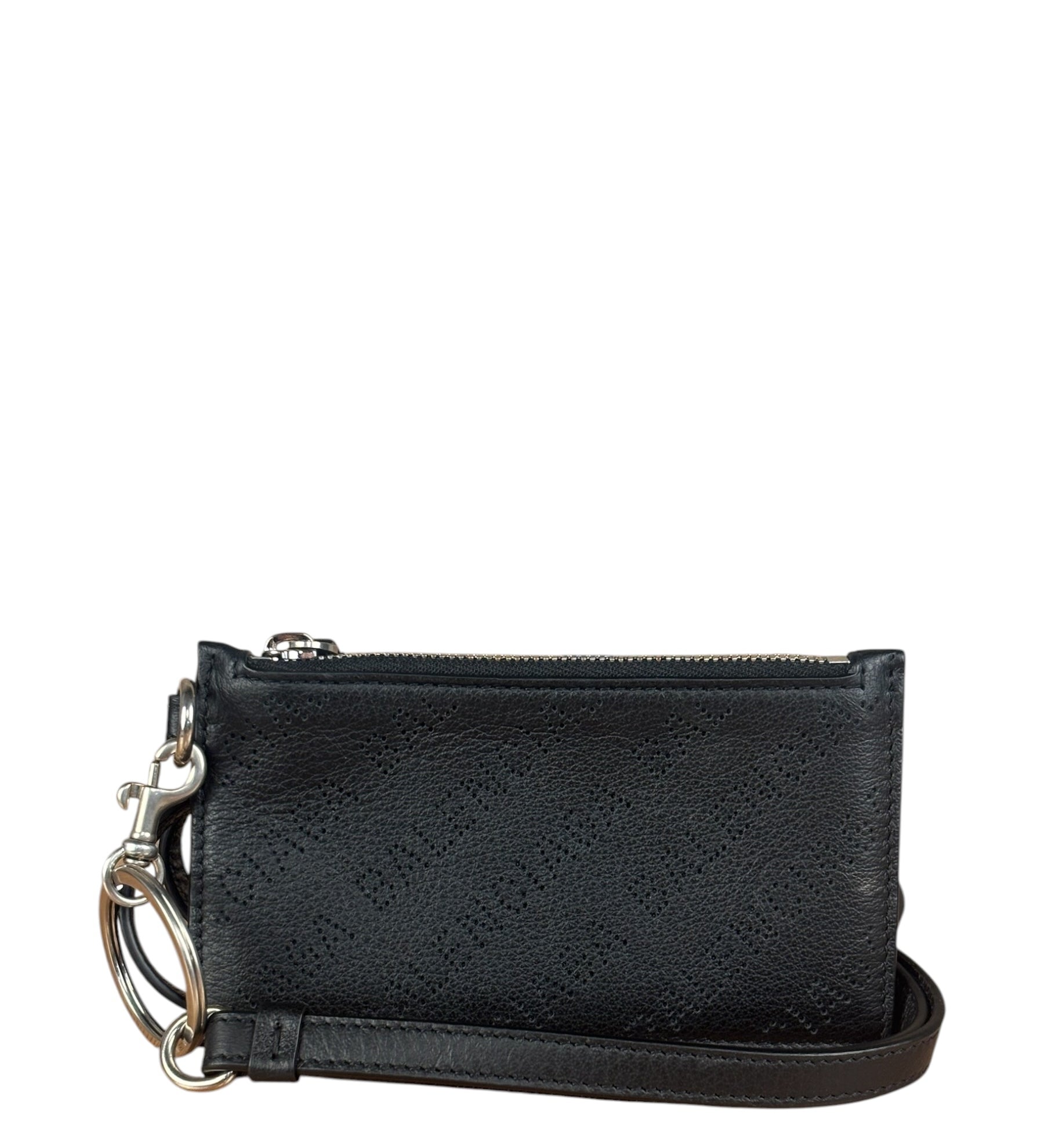 Balenciaga Black Leather Perforated Cash/Card Case Keychain