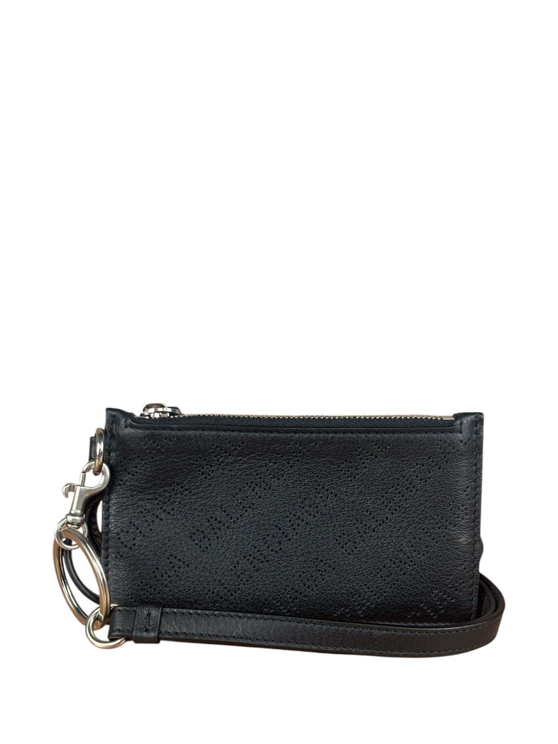 Balenciaga Black Leather Perforated Cash/Card Case Keychain