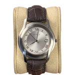 Gucci 5500M Silver Roman Dial Grey Croc Strap