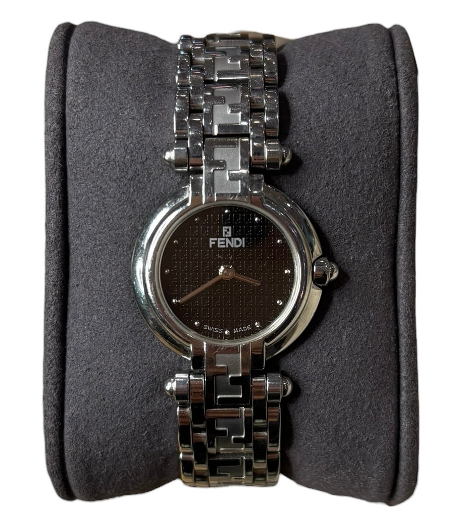 Fendi Black Circle Dial Stainless Band