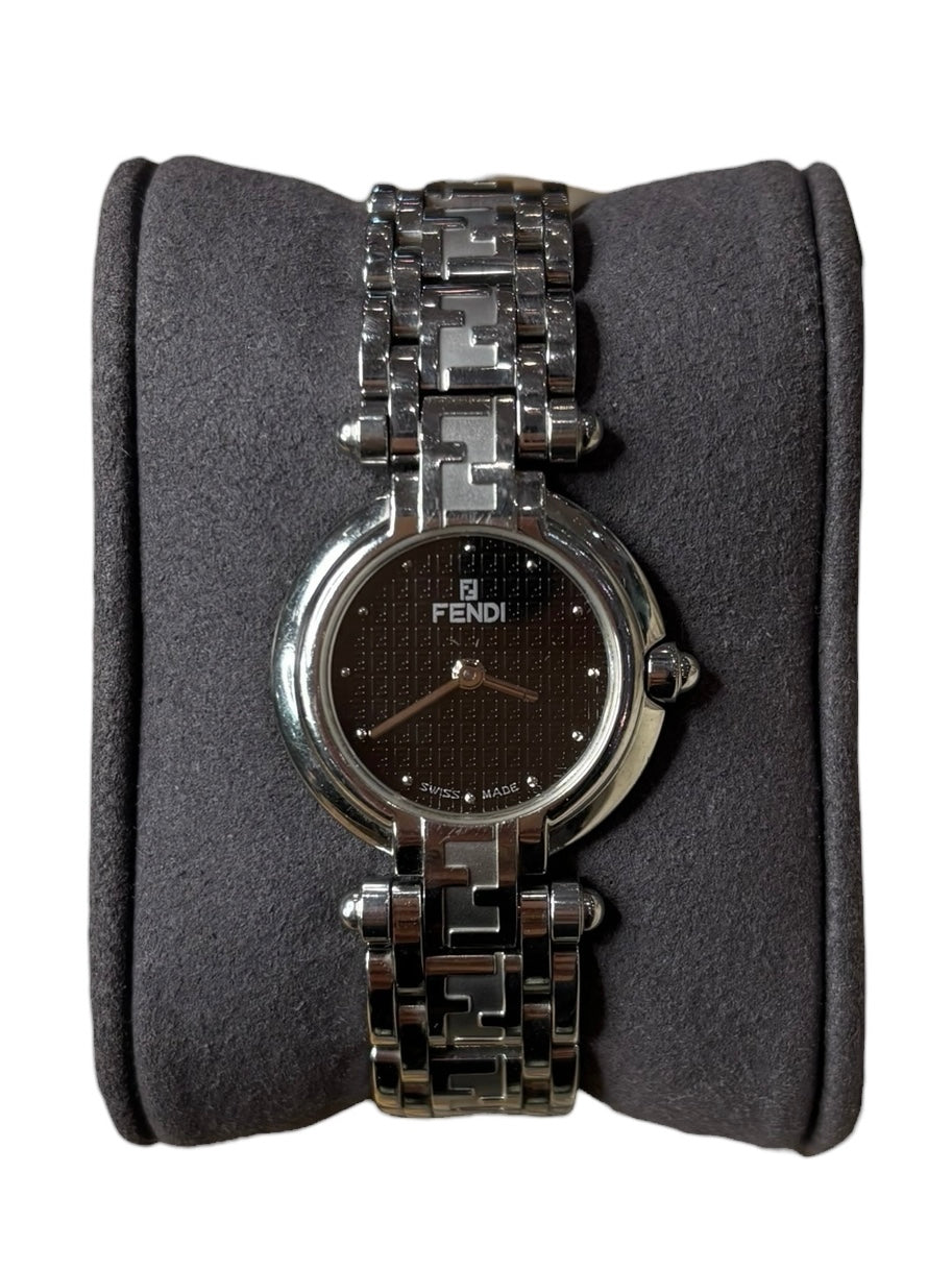 Fendi Black Circle Dial Stainless Band