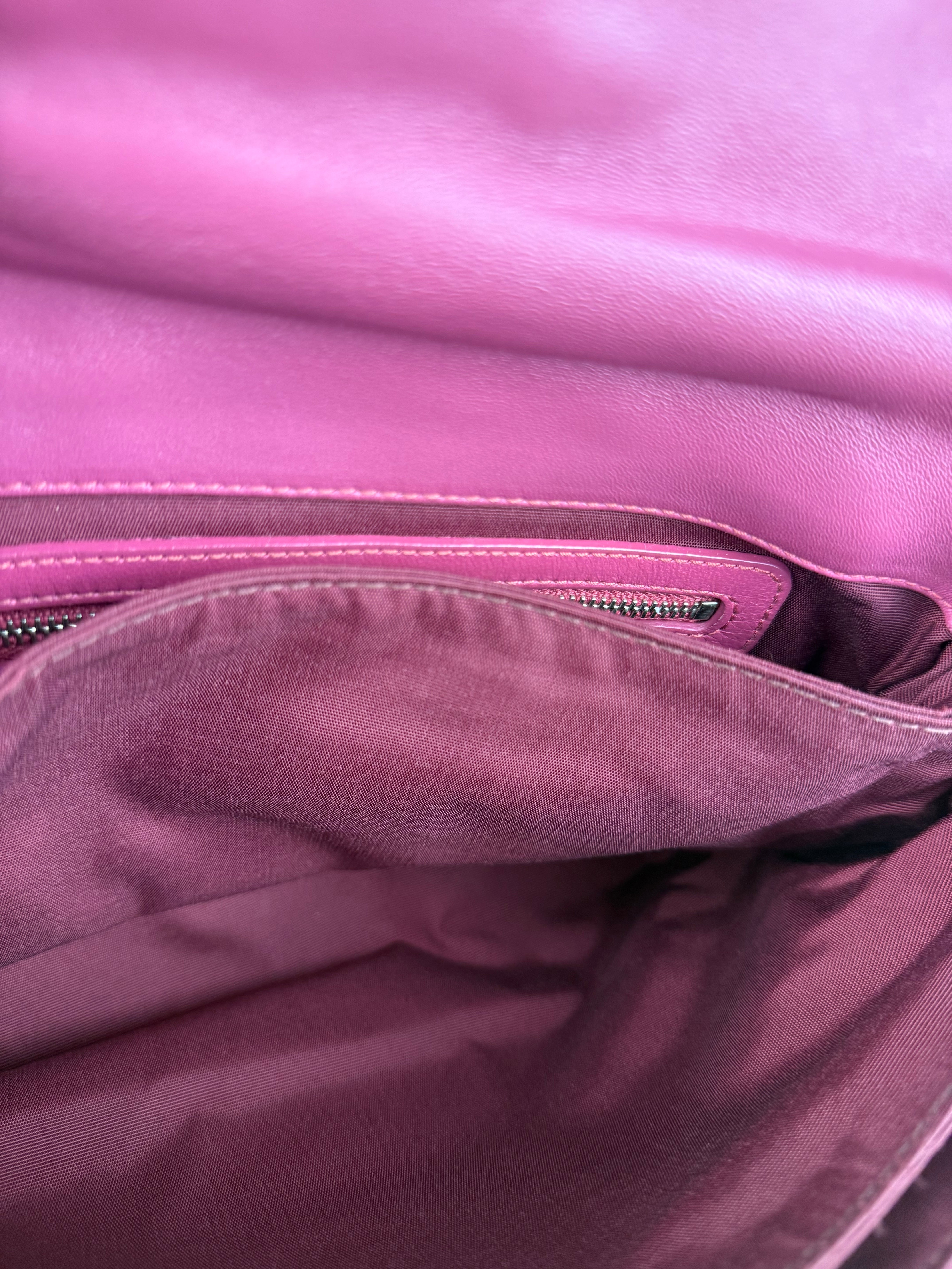 Christian Dior Purple Ruffle Leather New Lock Flap Bag