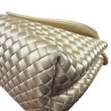 Bottega Veneta Vintage Cream Satin Intrecciato Mini Shoulder Bag