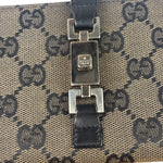Gucci Black Leather Trim GG Flap Long Wallet