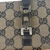 Gucci Black Leather Trim GG Flap Long Wallet