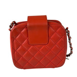 Chanel Red Quilted Lambskin Nano CC Box Camera Bag 2018
