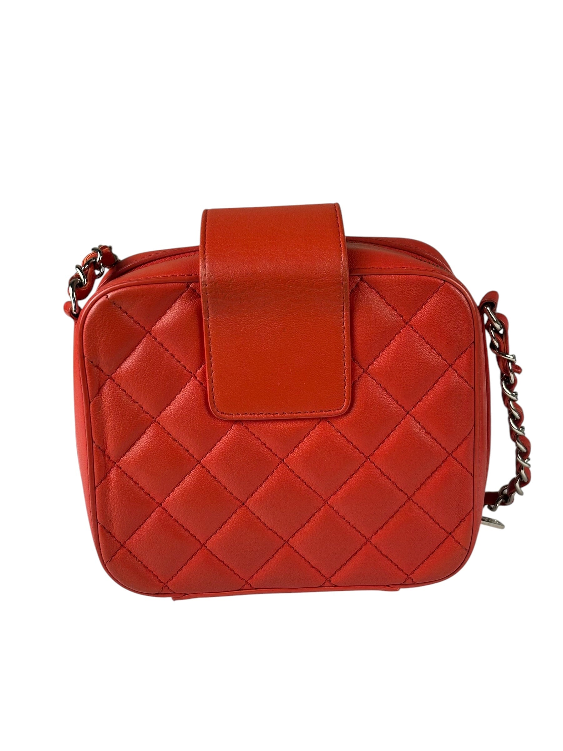 Chanel Red Quilted Lambskin Nano CC Box Camera Bag 2018