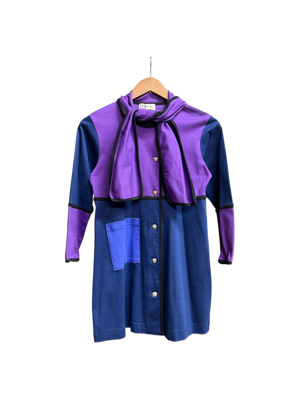 Yves Saint Laurent Kids Purple/Navy Cotton Color-block Jacket