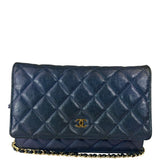 Chanel Peal Blue Caviar Quilted Leather Iridescent Wallet On Chain 2019