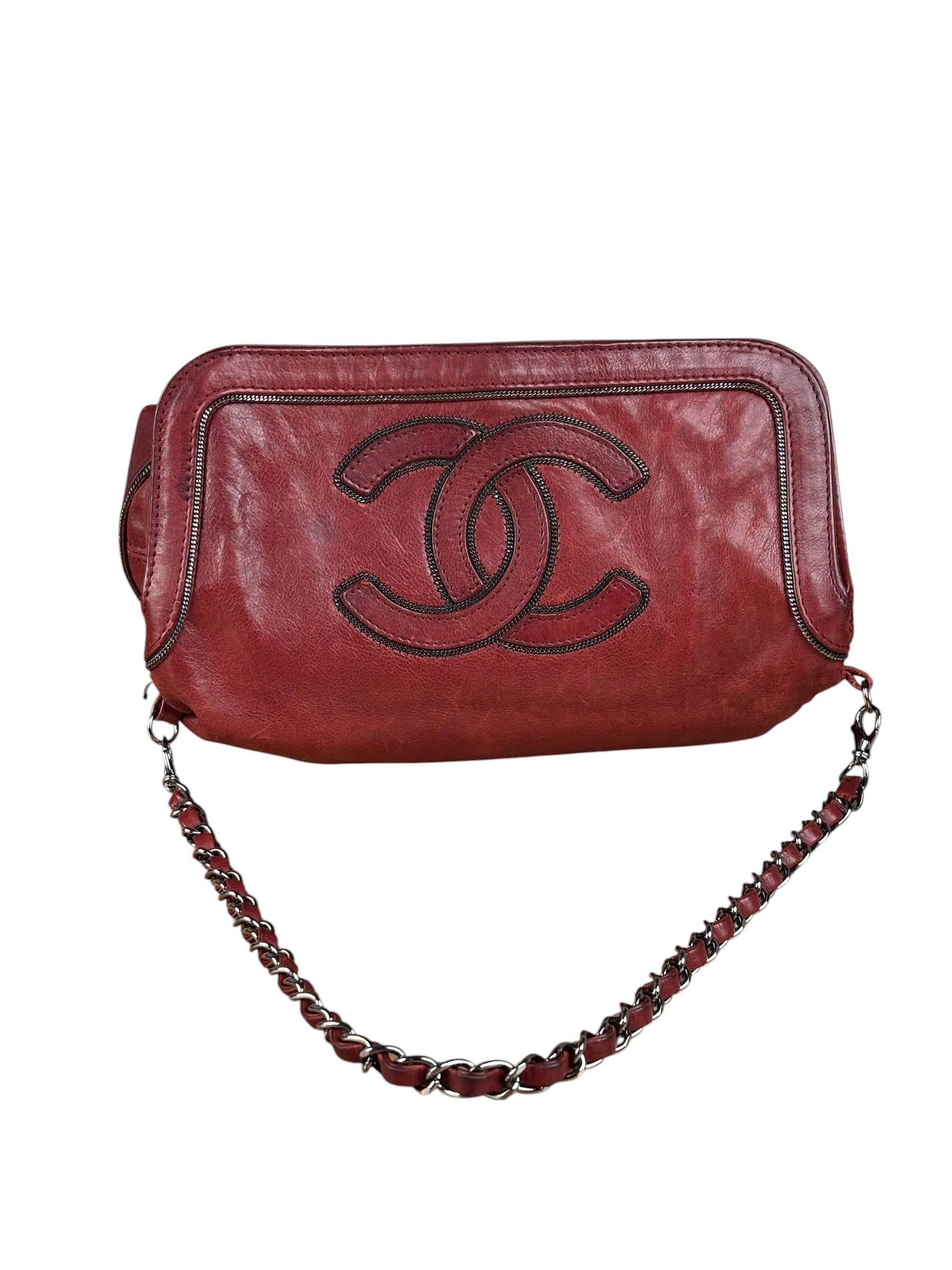 Chanel Red Quilted Leather Chain Shoulder Bag 2007