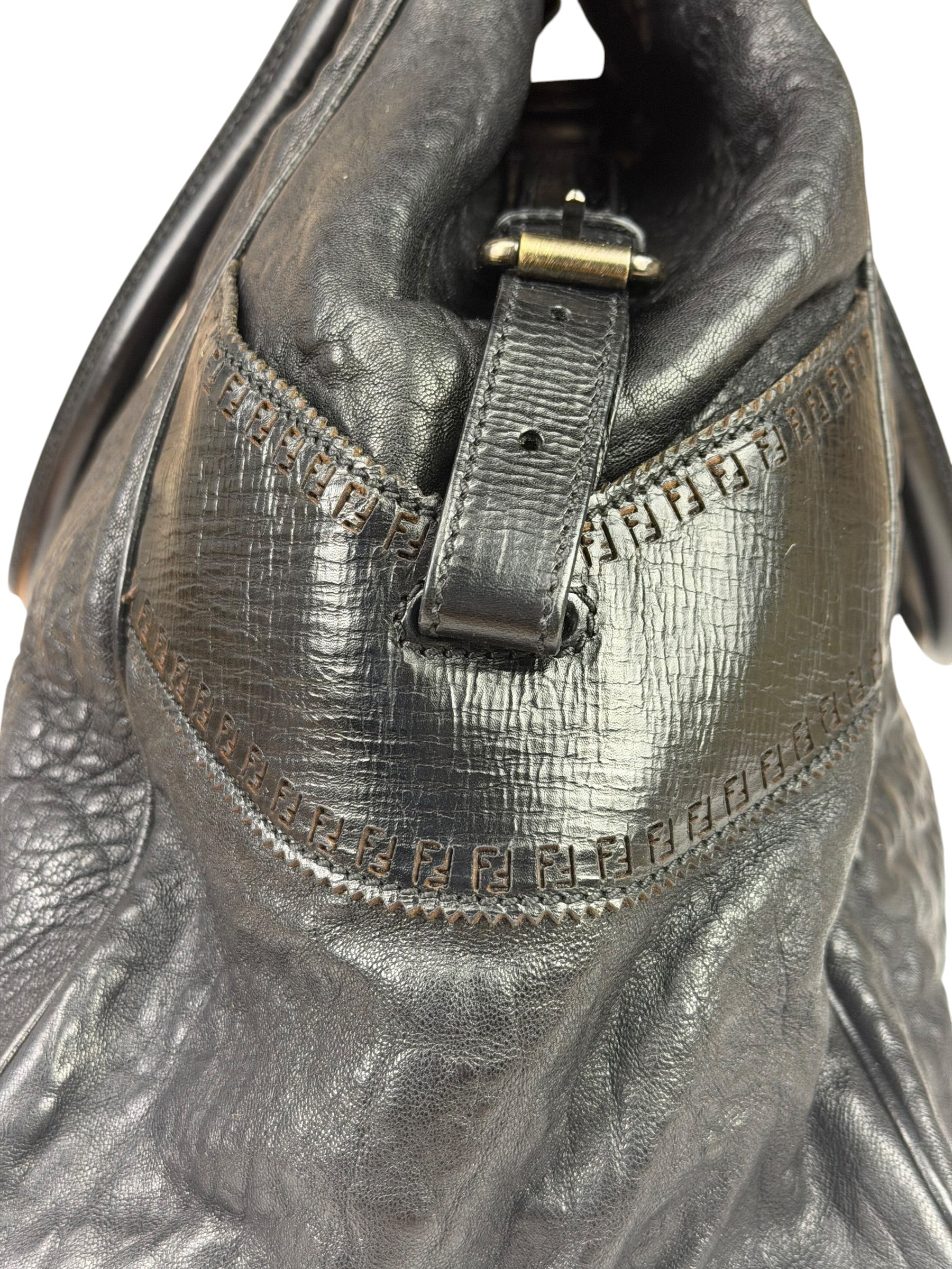 Fendi Black Leather Etniko Du Jour Shoulder Bag