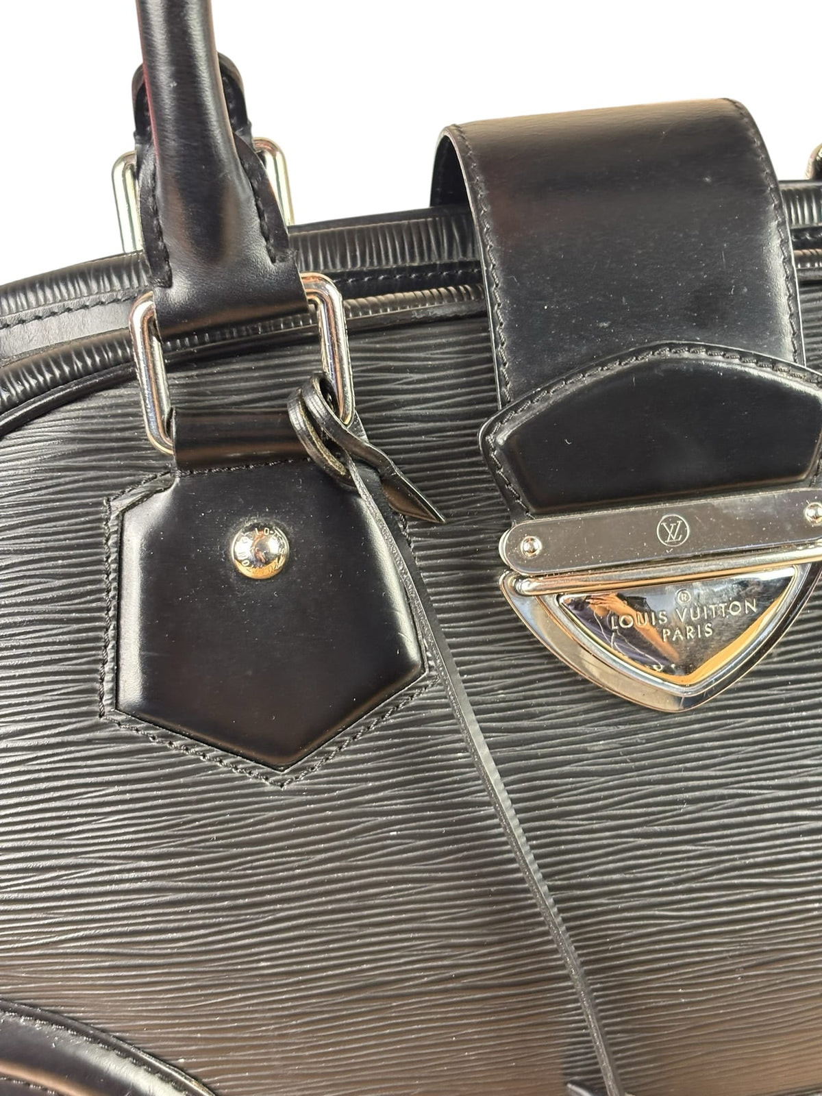 Louis Vuitton Black Epi Leather Montaigne Bowling Handbag GM