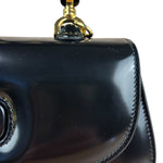 Gucci Vintage Black Leather Bamboo Top Handle Shoulder/Hand Bag