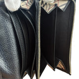 Burberry Black Leather Pebbled Folding Coin/Card Holder