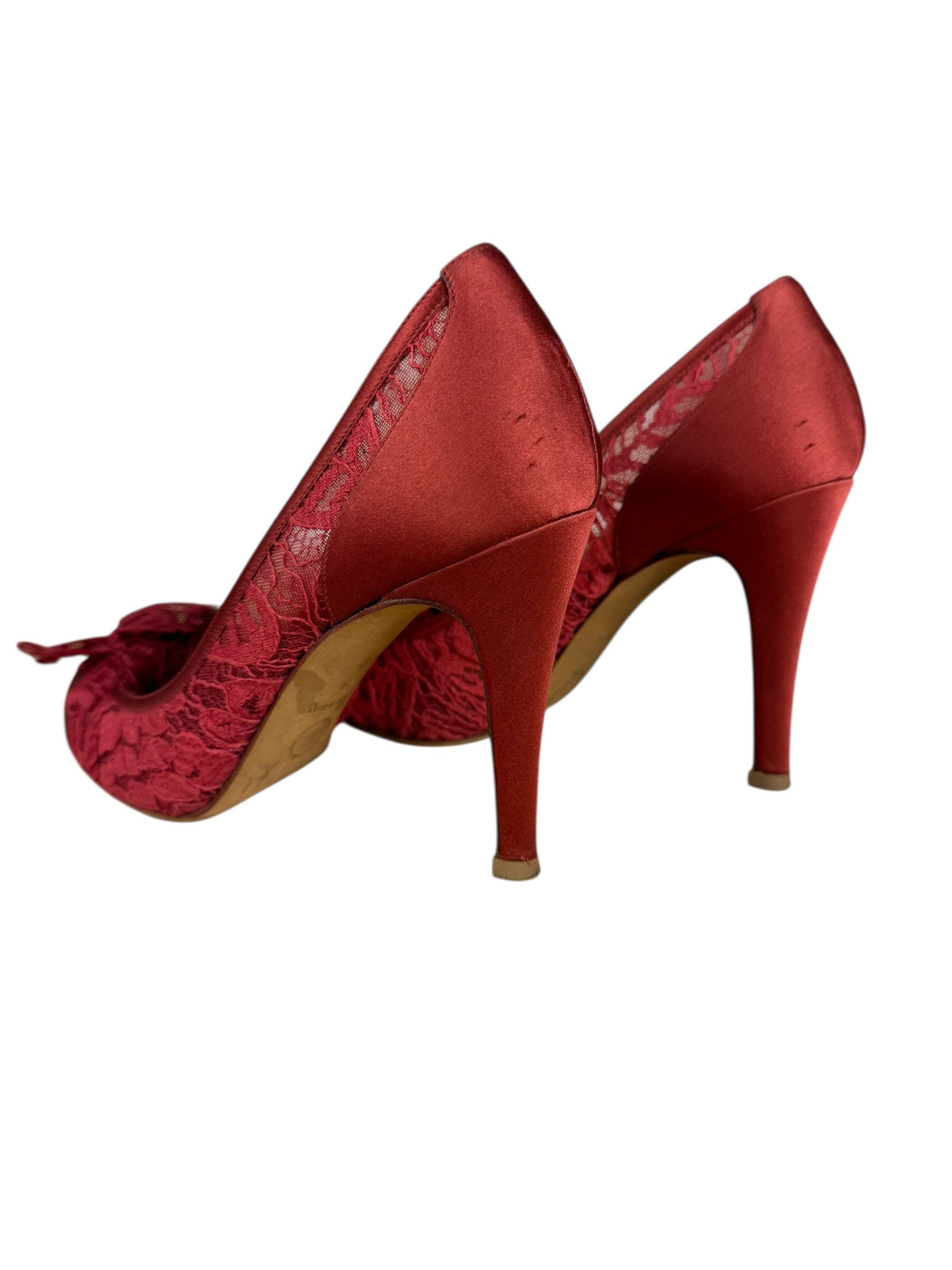 Chanel Floral Lace Red Heel