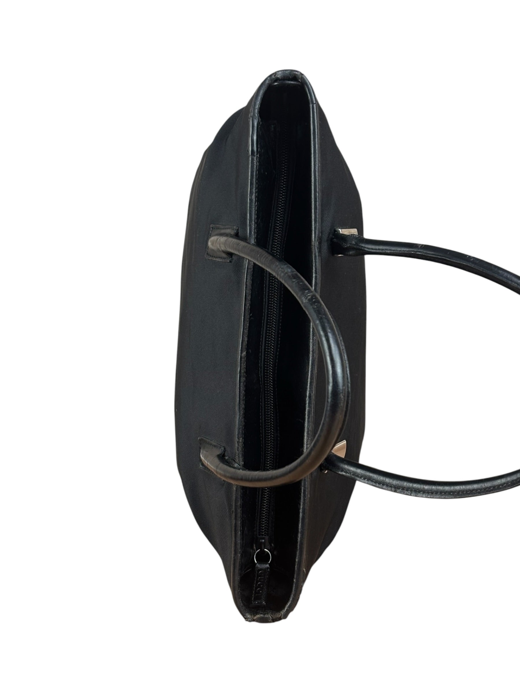 Gucci Vintage Black Nylon Leather Trim Tote Bag