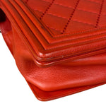 Chanel Quilted Stitch Red Leather Boy Bag 2014