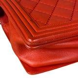 Chanel Quilted Stitch Red Leather Boy Bag 2014