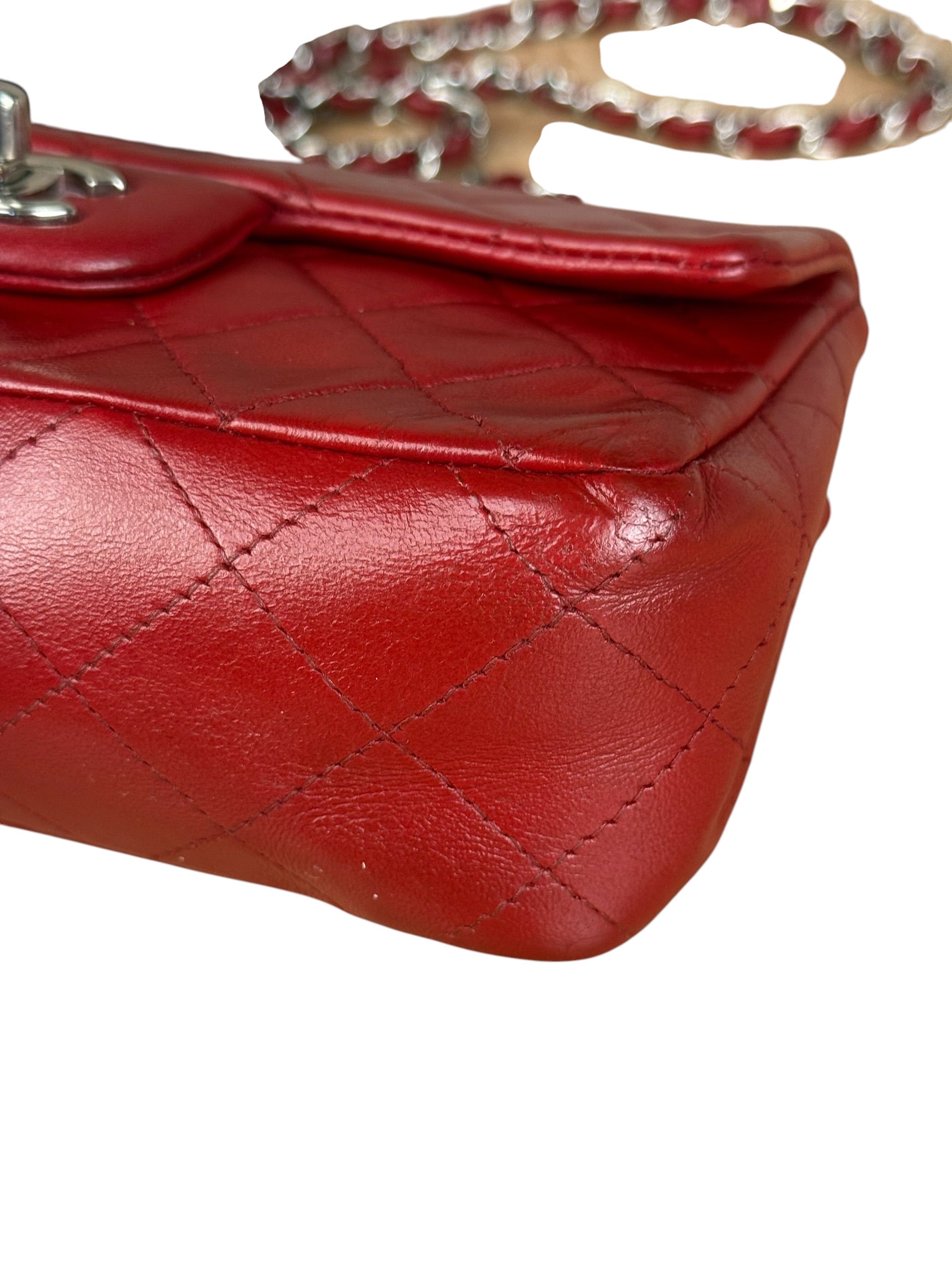 Chanel Red Quilted Leather Classic Mini Flap Bag 2012