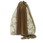 Celine Beige/Brown Leather Triomphe Chain Clutch