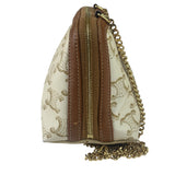 Celine Beige/Brown Leather Triomphe Chain Clutch