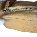 Chanel CC Vintage Beige Leather Caviar Wood Chain Hobo Bag