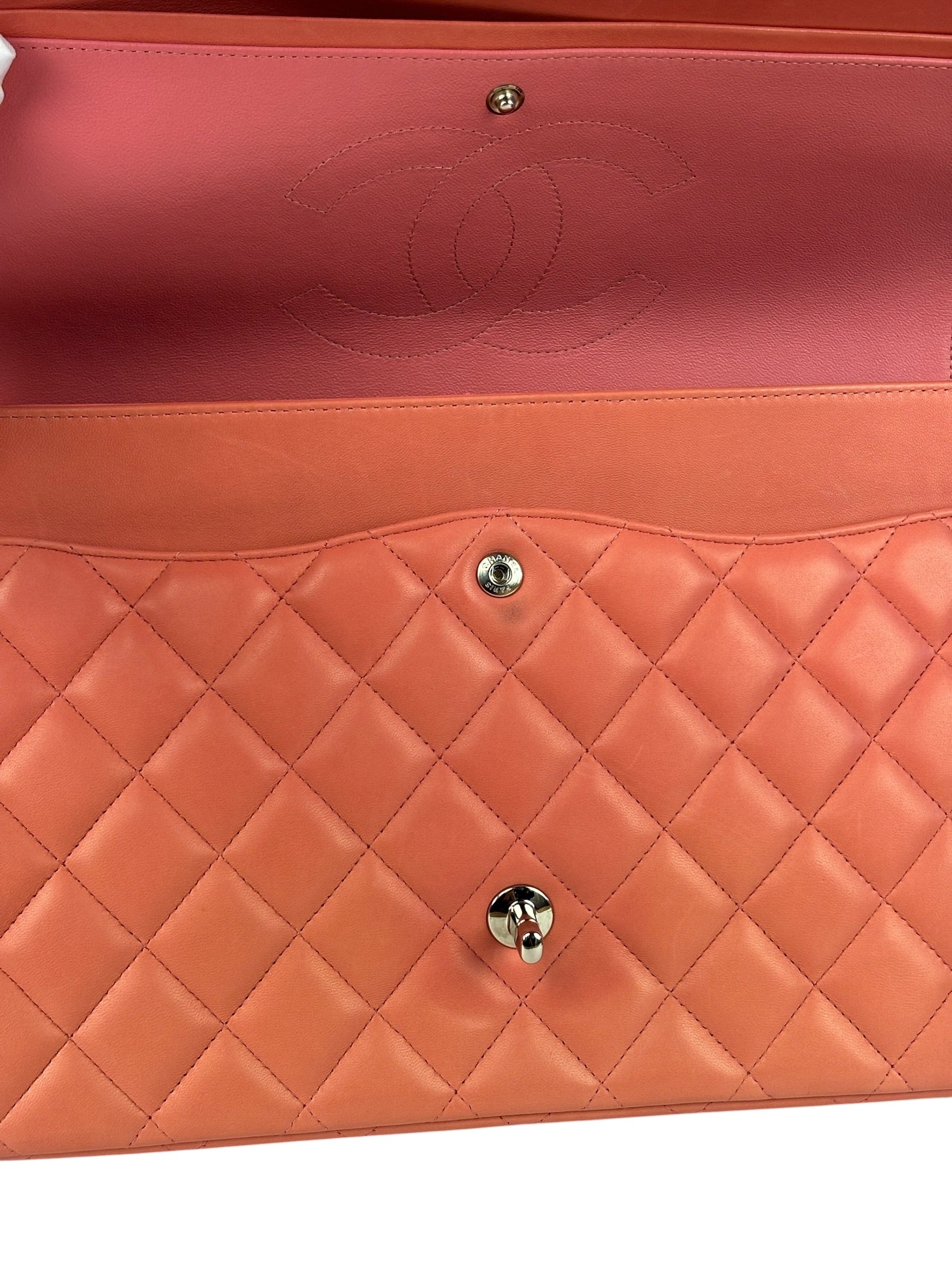 Chanel Pink Quilted Lambskin Classic Large Double Flap Bag 2012