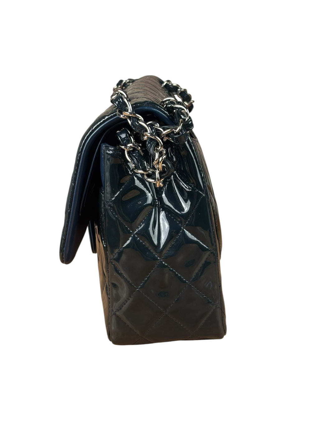 Chanel Dark Teal Quilted Patent M Double Flap 2013