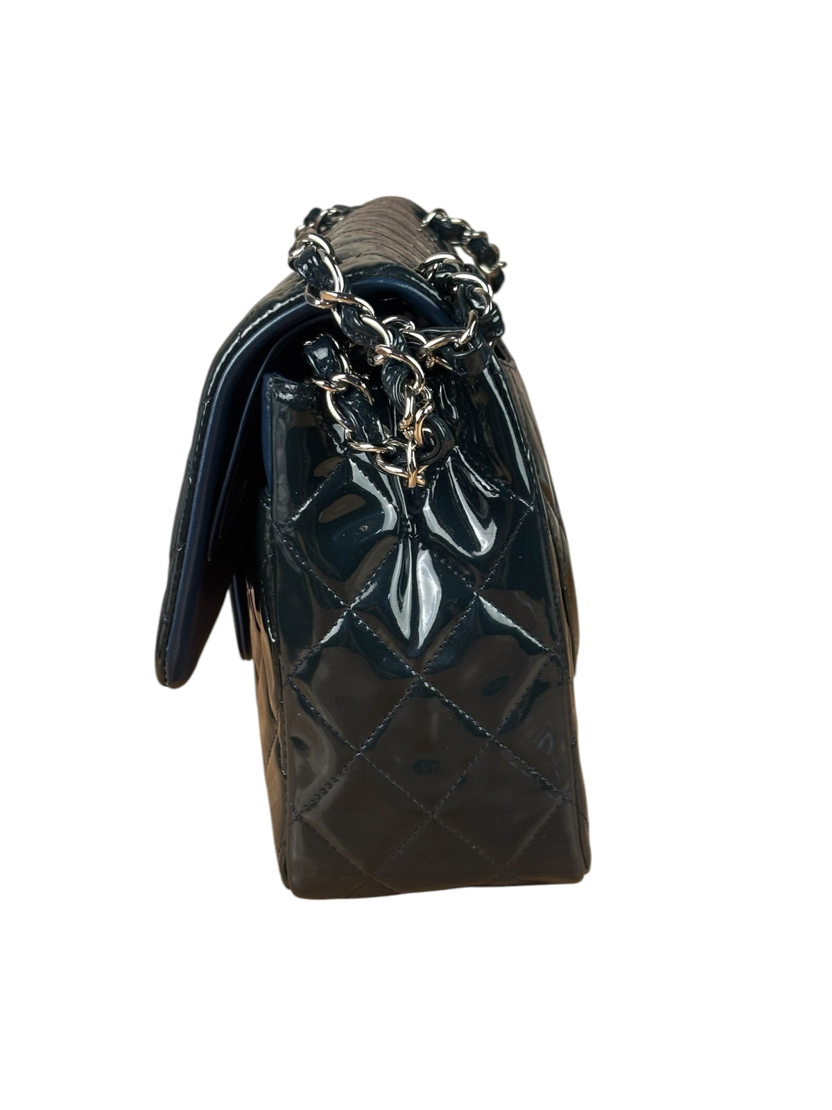 Chanel Dark Teal Quilted Patent M Double Flap 2013