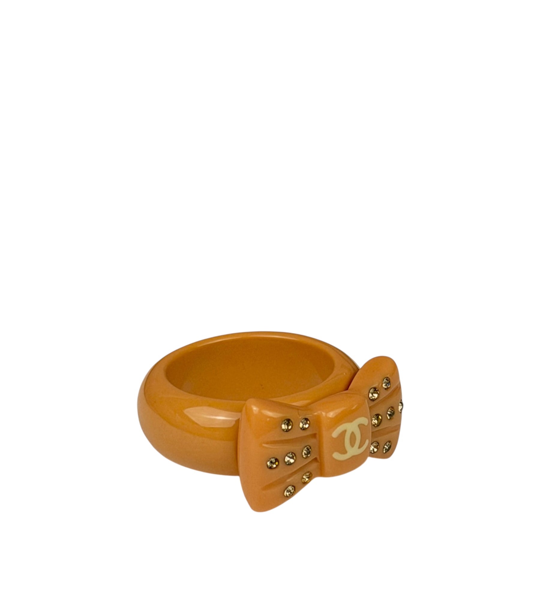 Chanel Vintage Pink Beige Coco Mark Ribbon Ring 02P Early 2000's