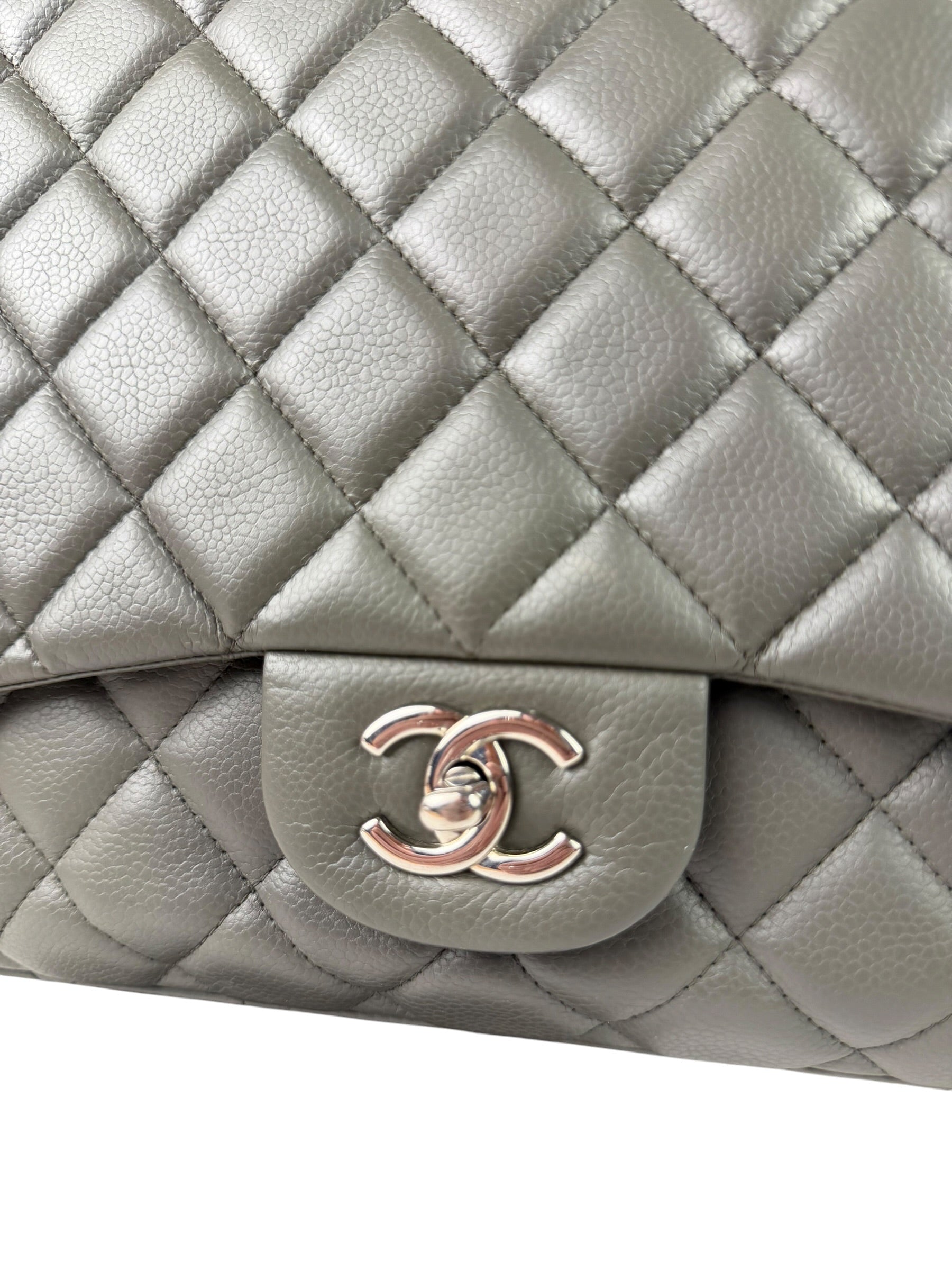 Chanel Grey Hue Caviar Quilted Jumbo Flap Bag 2010
