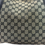 Gucci Black Leather Trim GG Supreme Hobo Bag