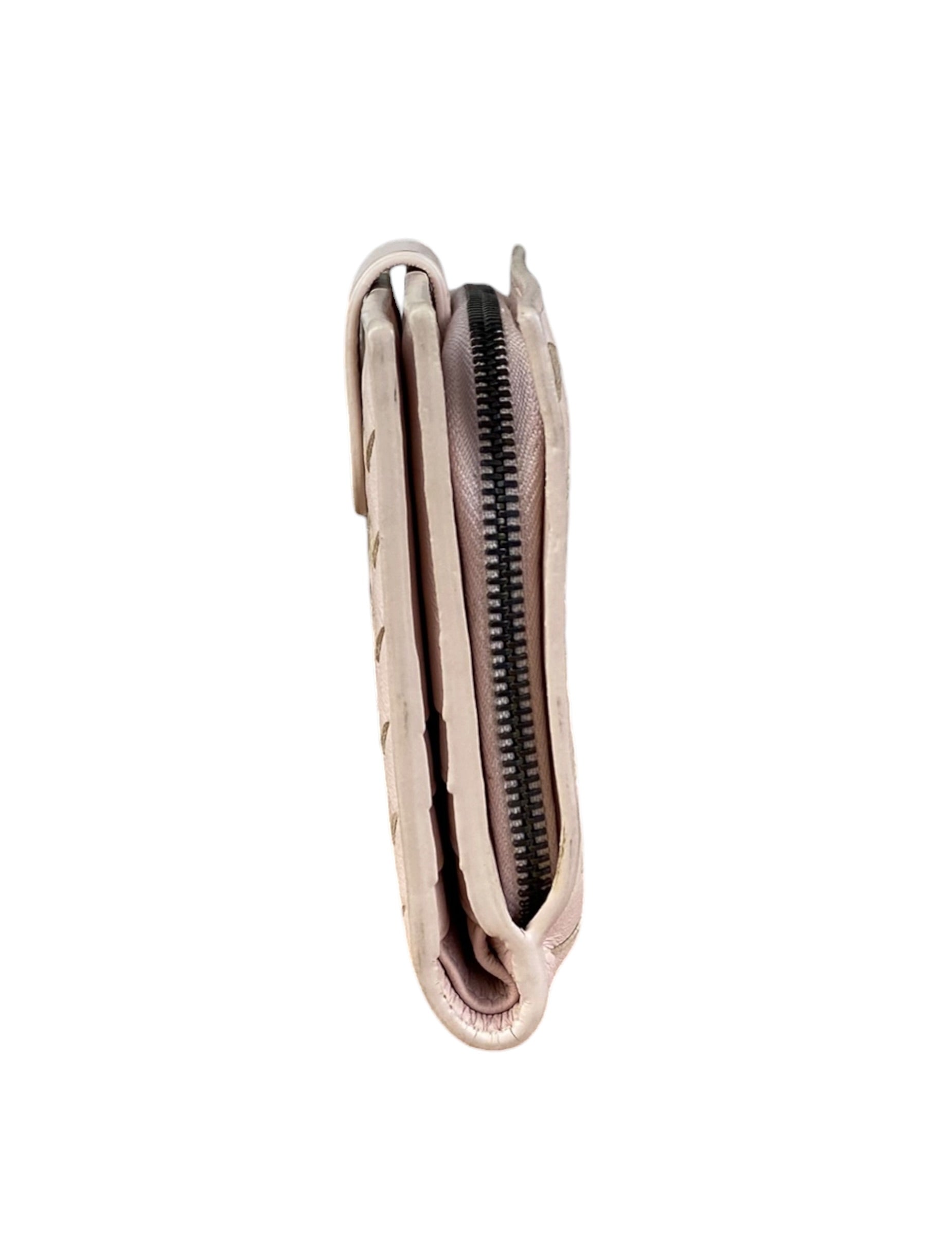Bottega Veneta Intreccio Leather Wallet Light Pink