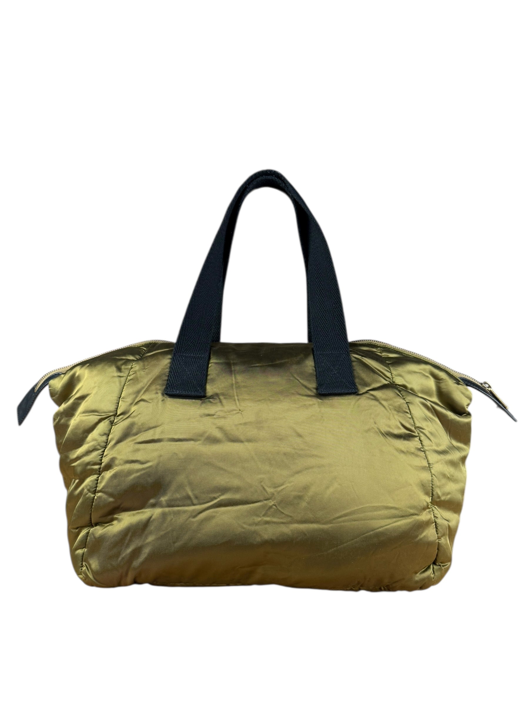 Celine Vintage Green Nylon Puffer Handbag