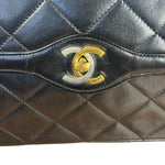 Chanel Black Quilted Two-Toned CC Double Flap Bag 90s