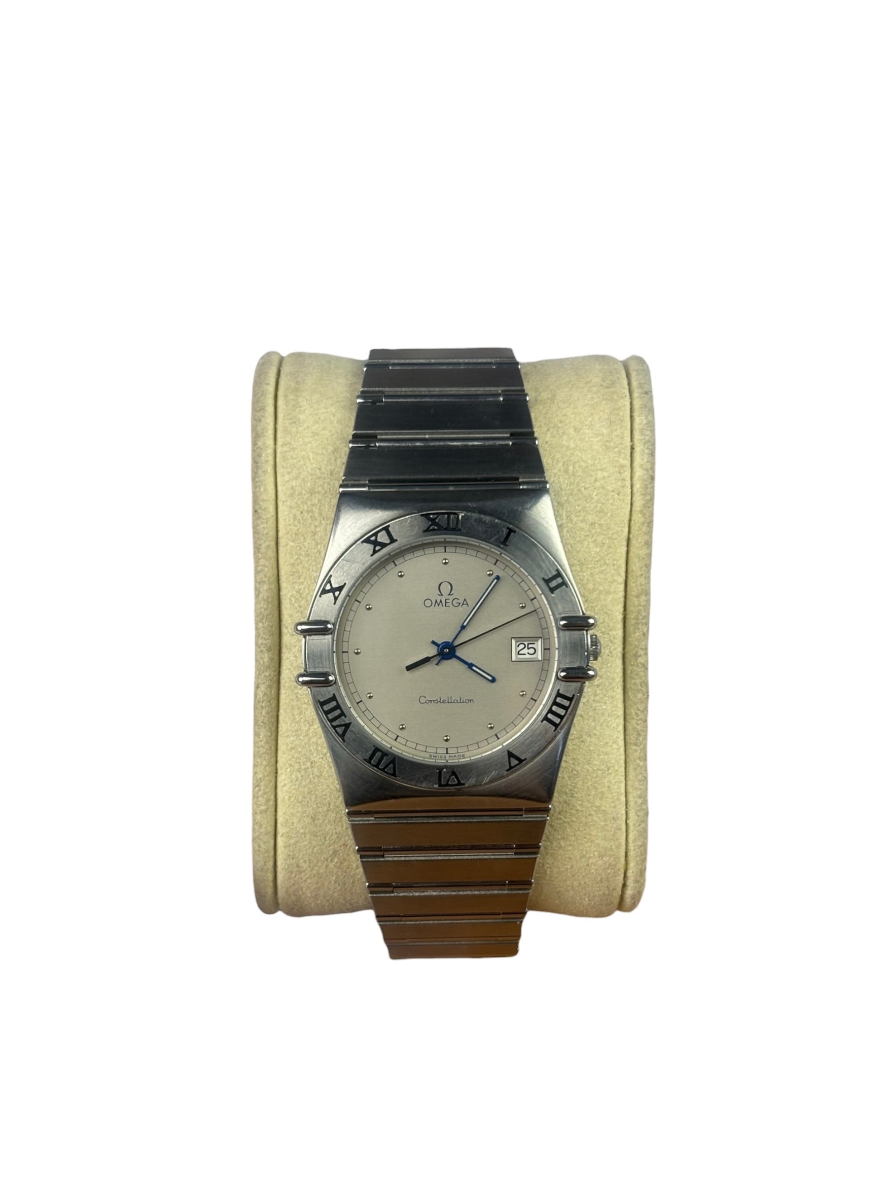 Omega Constellation White Dial Blue Hands