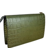 Versace Green Croc-Embossed Medusa Leather Clutch