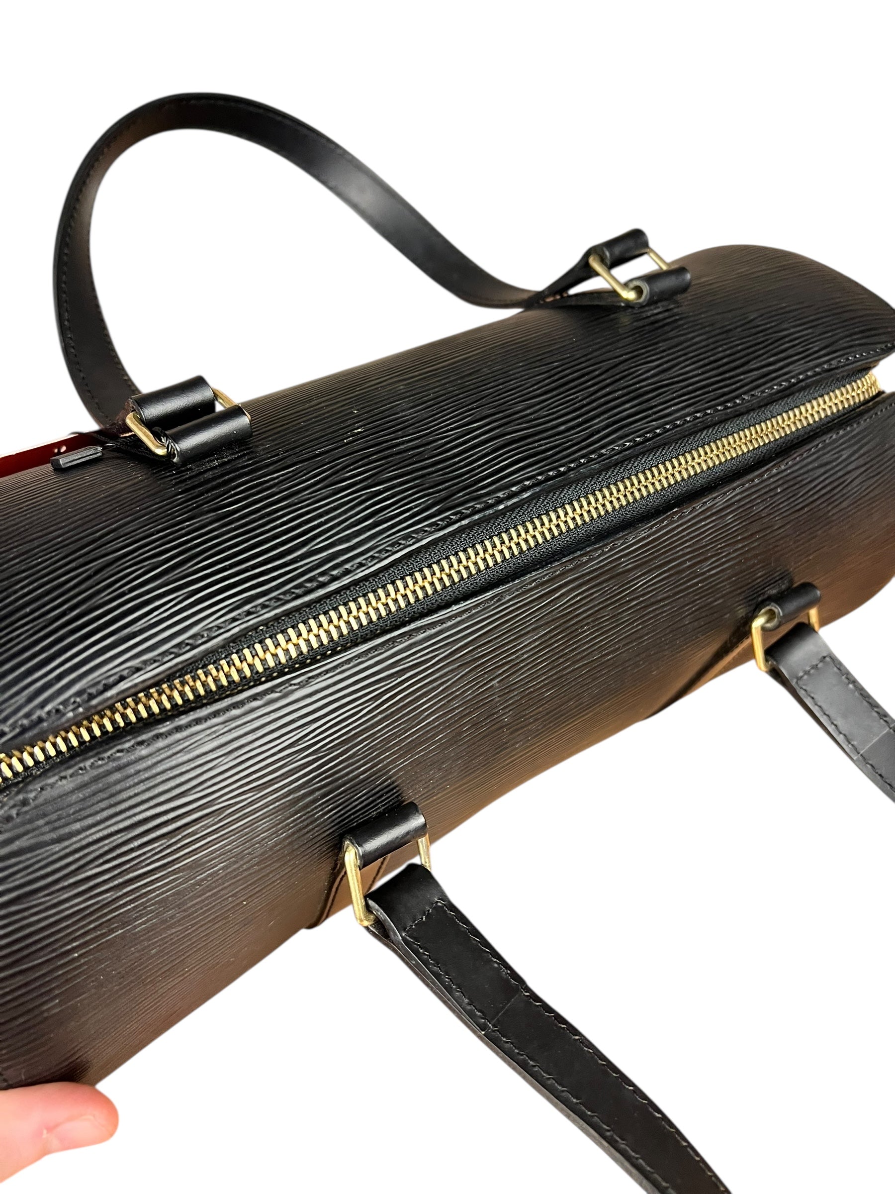 Louis Vuitton Noir Epi Soufflot Handbag