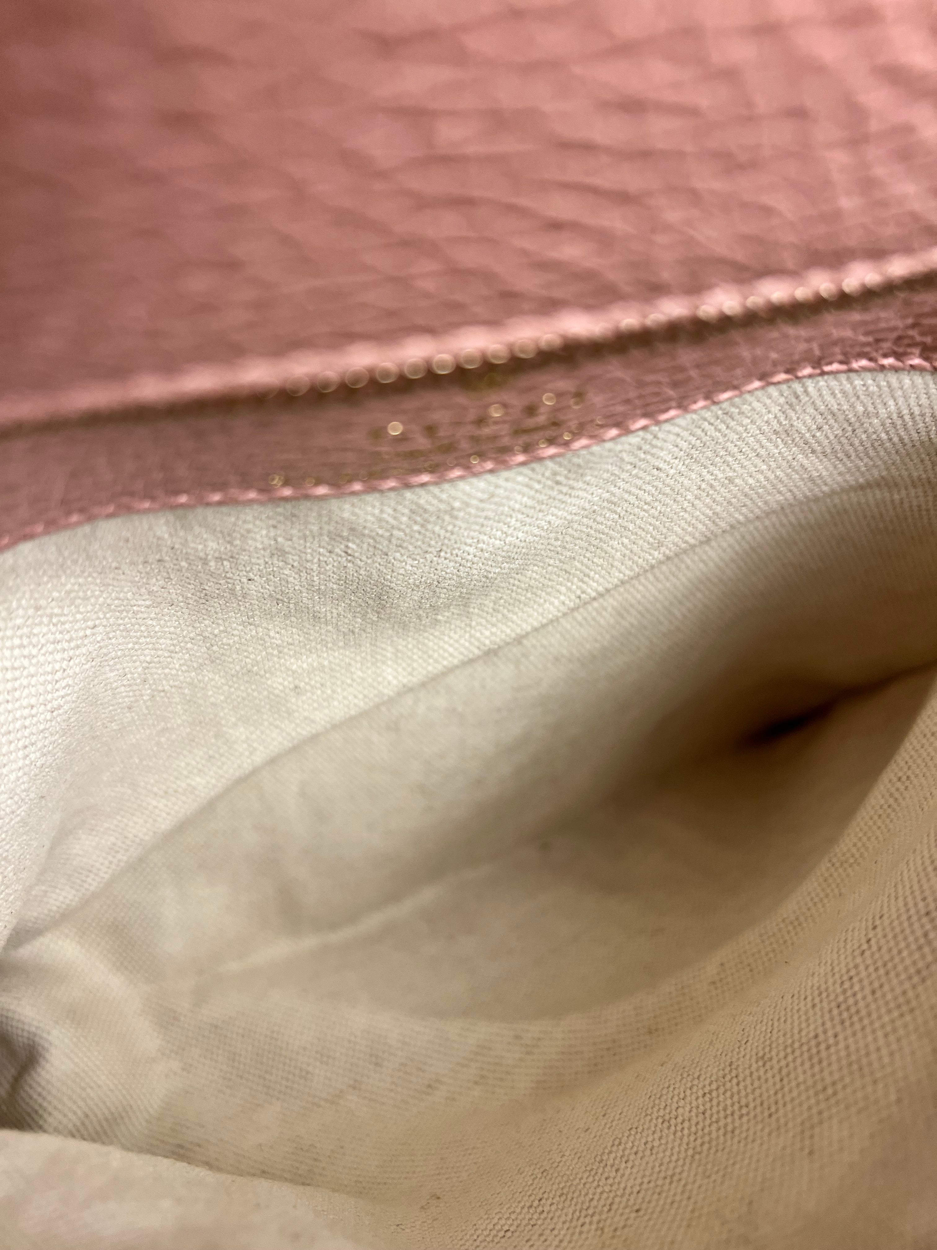 Gucci Pebbled Leather Swing Tote Pink