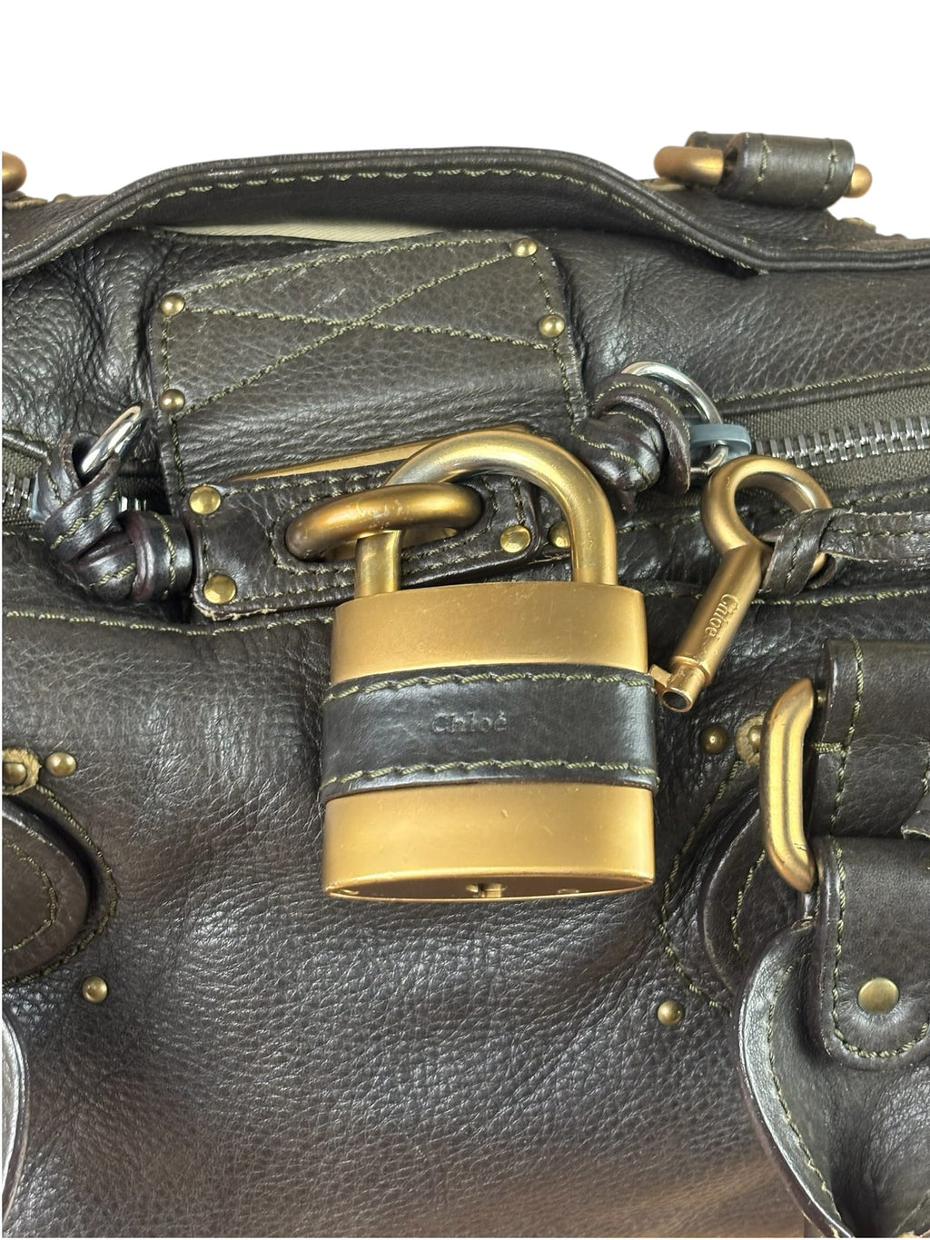 Chloe Greyish-Green Leather Paddington Handbag