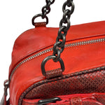 Bottega Veneta Red Lambskin/Lizard Intrecciato Shoulder Bag