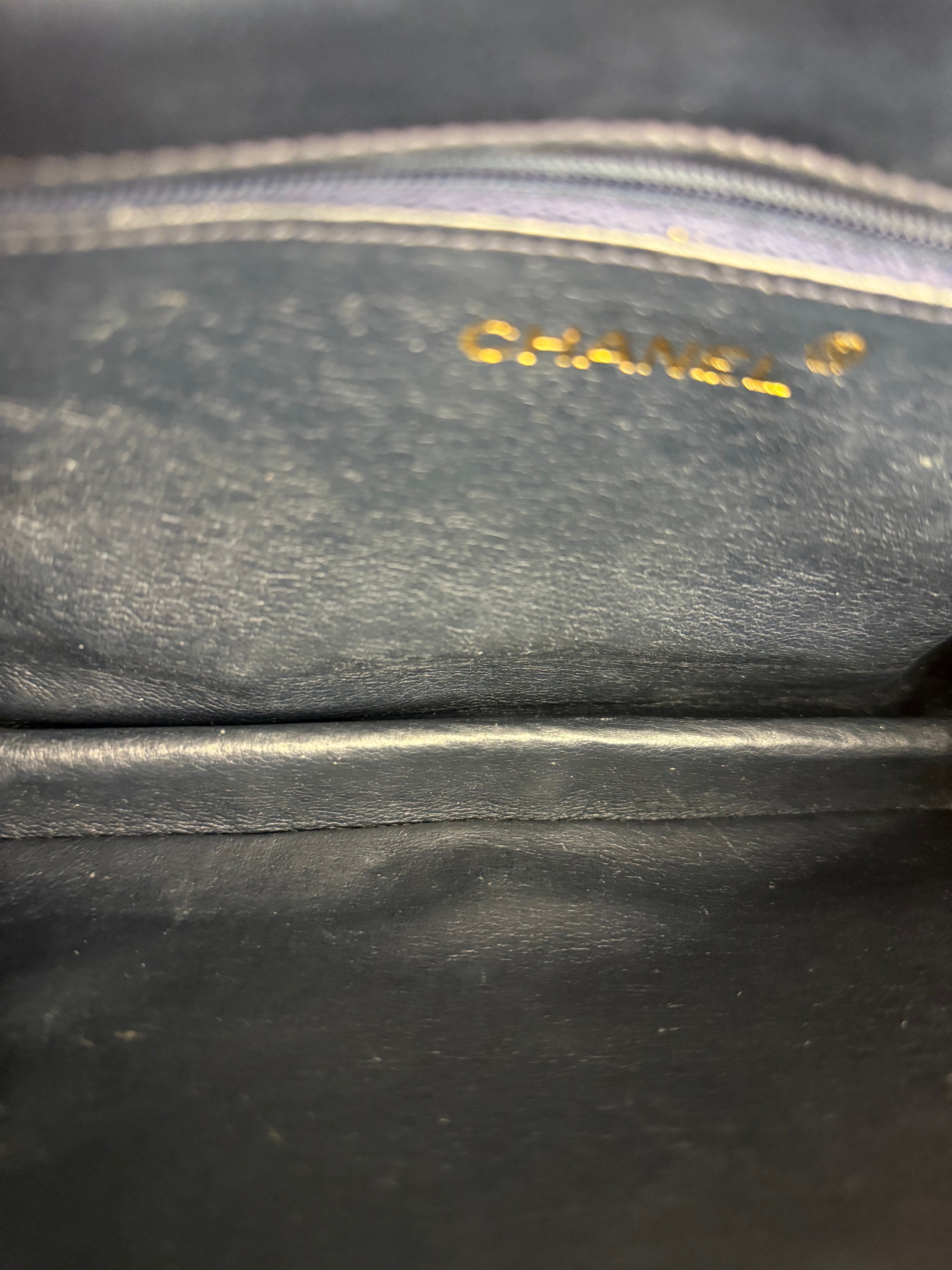 Chanel Black Diamond Stitch Flap CC Bag 1988