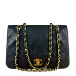 Chanel CC Vintage Black Quilted Chain Flap Bag