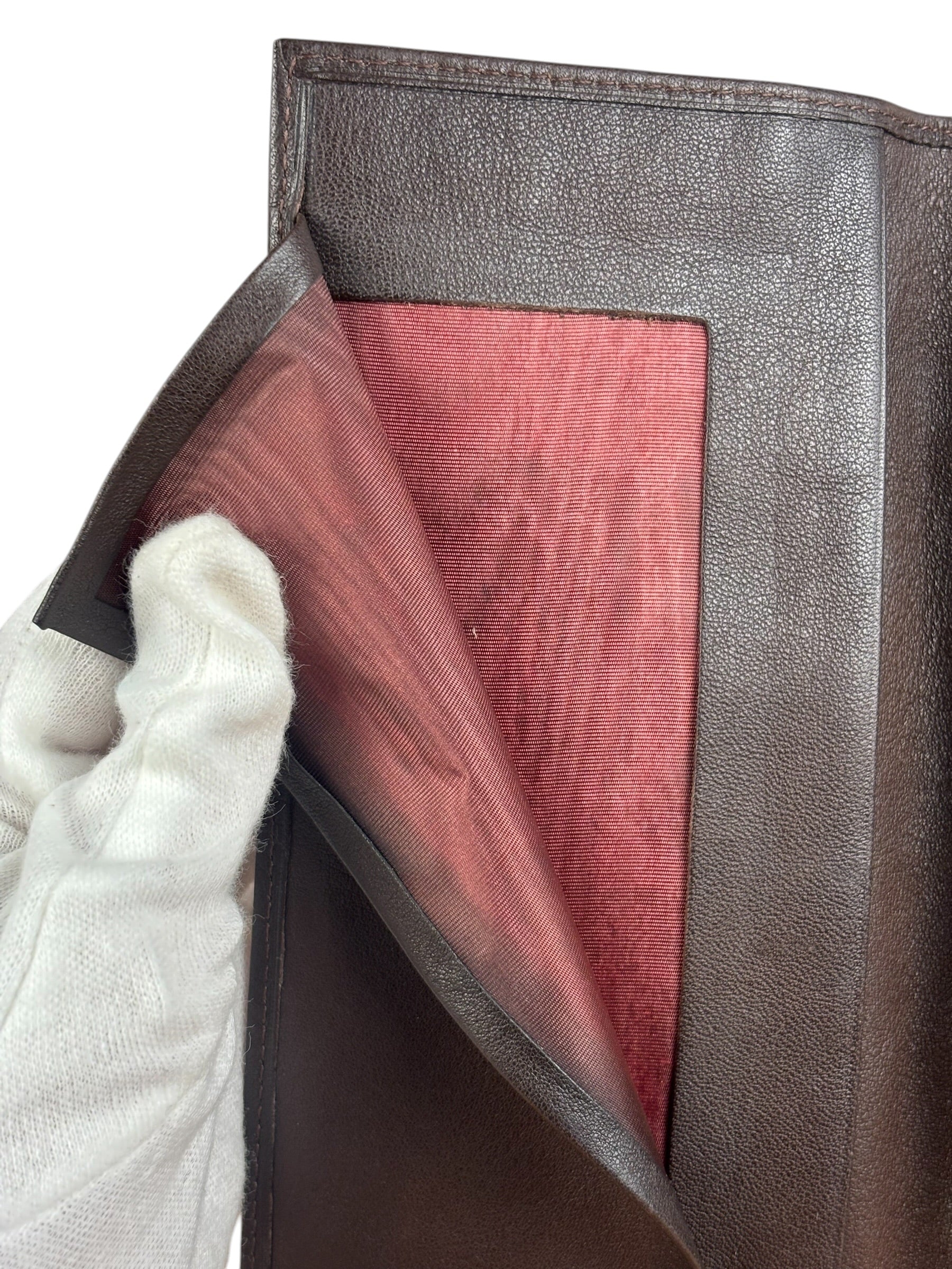 Yves Saint Laurent Vintage Brown Leather Long Bifold Wallet