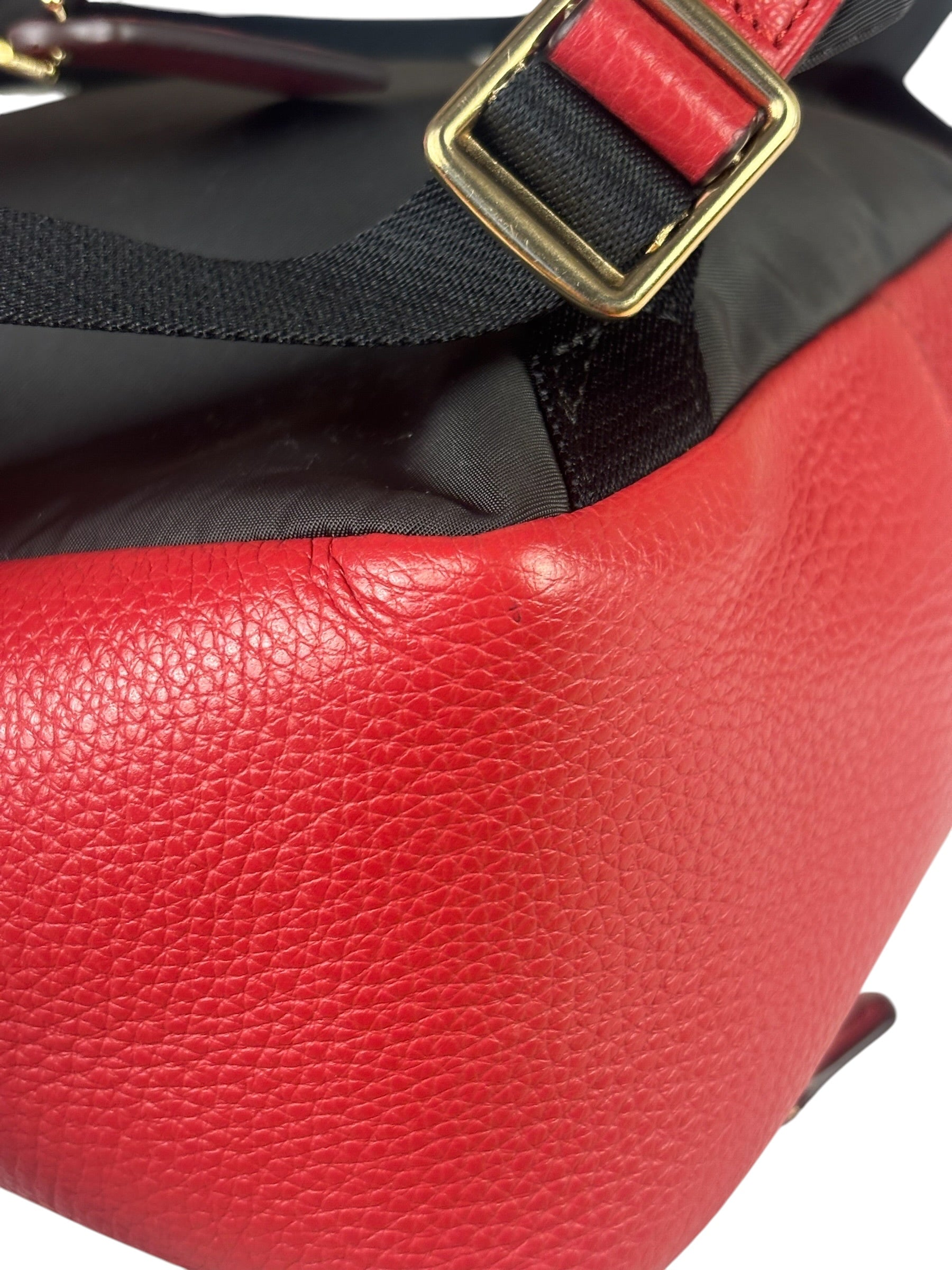 Coach Red Pebbled Mini Charlie Backpack