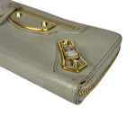 Balenciaga Grey Leather Moto Long Wallet