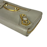 Balenciaga Grey Leather Moto Long Wallet