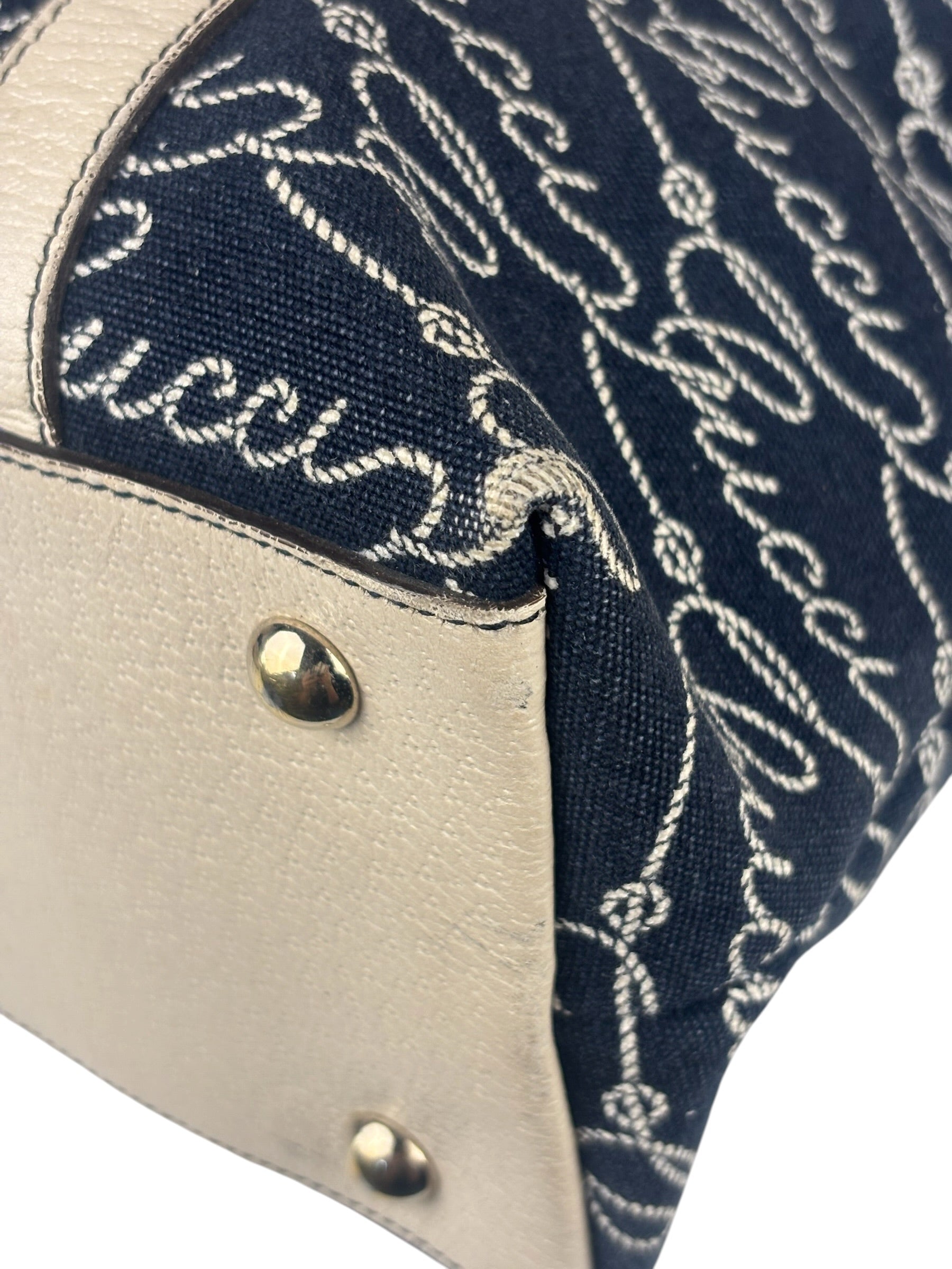 Gucci Western Logo Denim Abbey Zip Tote